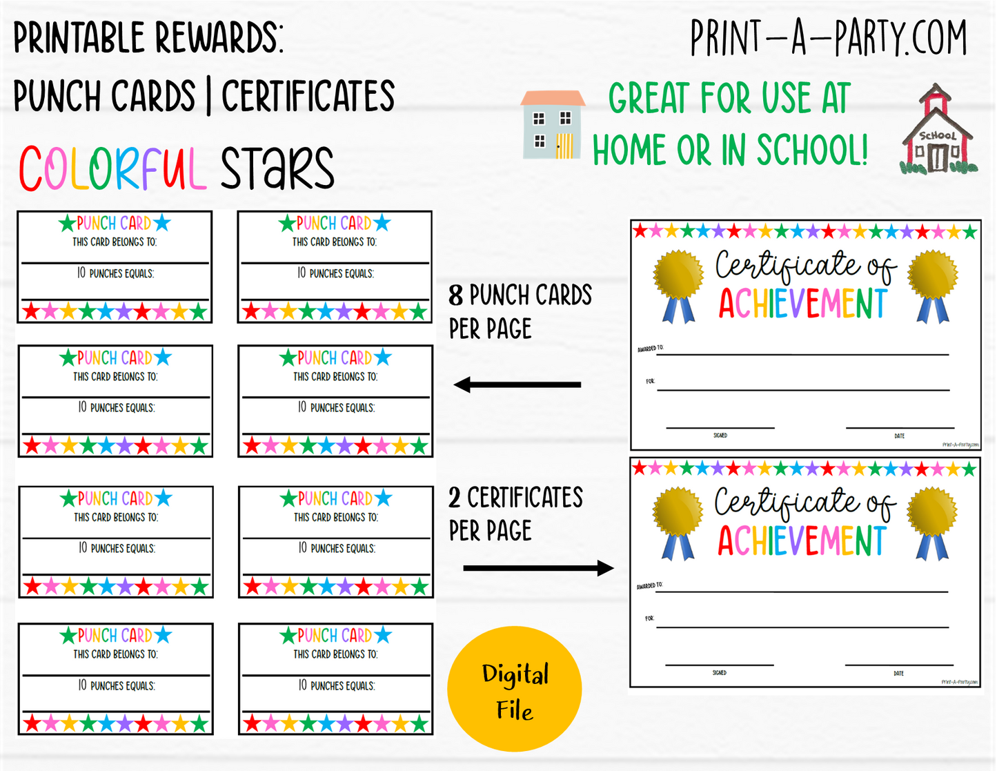 REWARD | CERTIFICATE: Punch Cards and Certificates to reward behavior | For Kids or Students | Classroom Behavior | Potty Training