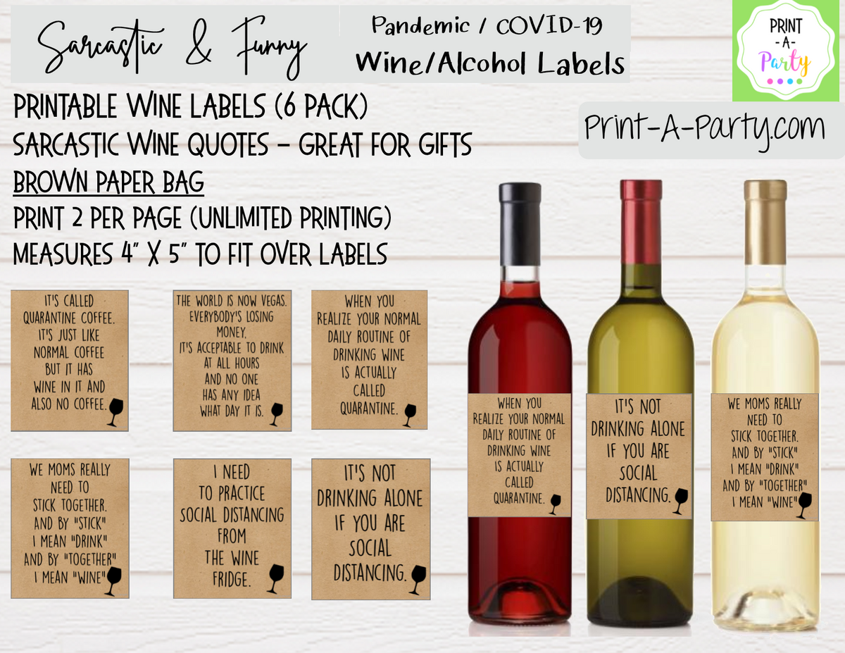 WINE LABELS: COVID-19 | Quarantine | Pandemic | Sarcastic Funny (6 ...