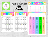 BINGO: Rainbow | Rainbow Party | Classrooms | Parties | Birthday | 30, 40, or 50 cards - INSTANT DOWNLOAD