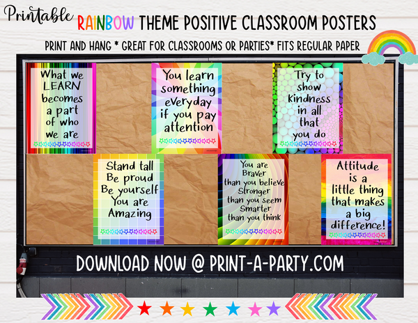 CLASSROOM DECOR | Rainbow Classroom Posters | Positive Classroom Quotes | Calm Classroom | Instant Art Word Art for Classroom