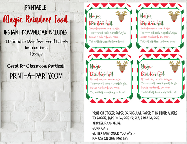 MAGIC REINDEER FOOD KIT | Christmas | Holiday | Labels | Recipe | INSTANT DOWNLOAD