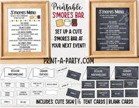 DIY S'MORES BAR Setup | Make your own S'Mores Sign | SMores Labels | 4th of July | Summer Parties | Birthdays | Weddings | Showers | Fall | Instant Download Printable