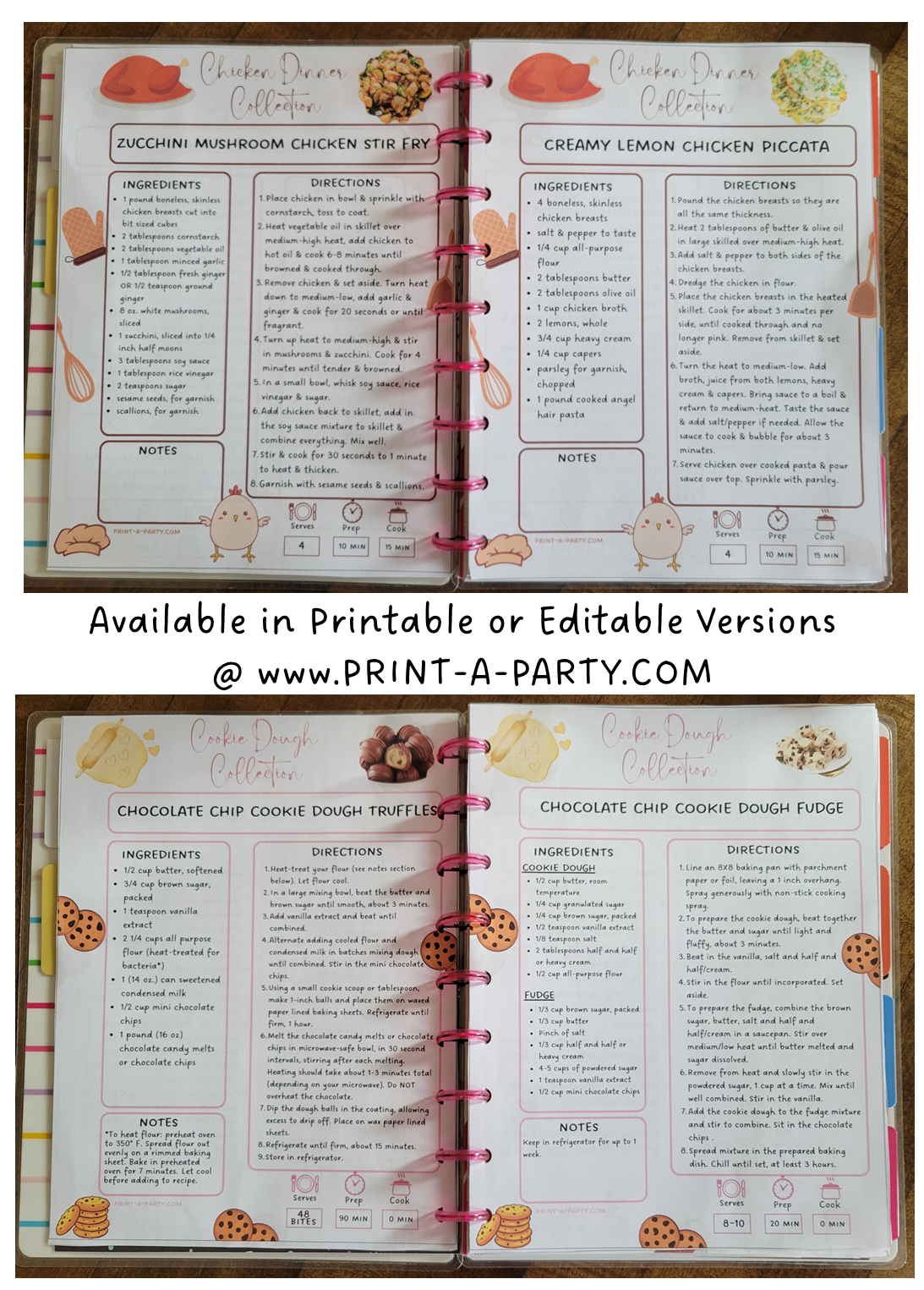 DIY Cookbook | 30 MINUTE DINNER Recipe Collection | PRINTABLE OR EDITABLE | Planner and Binder Size | Meal Plan | Planner Recipes | Binder Recipes