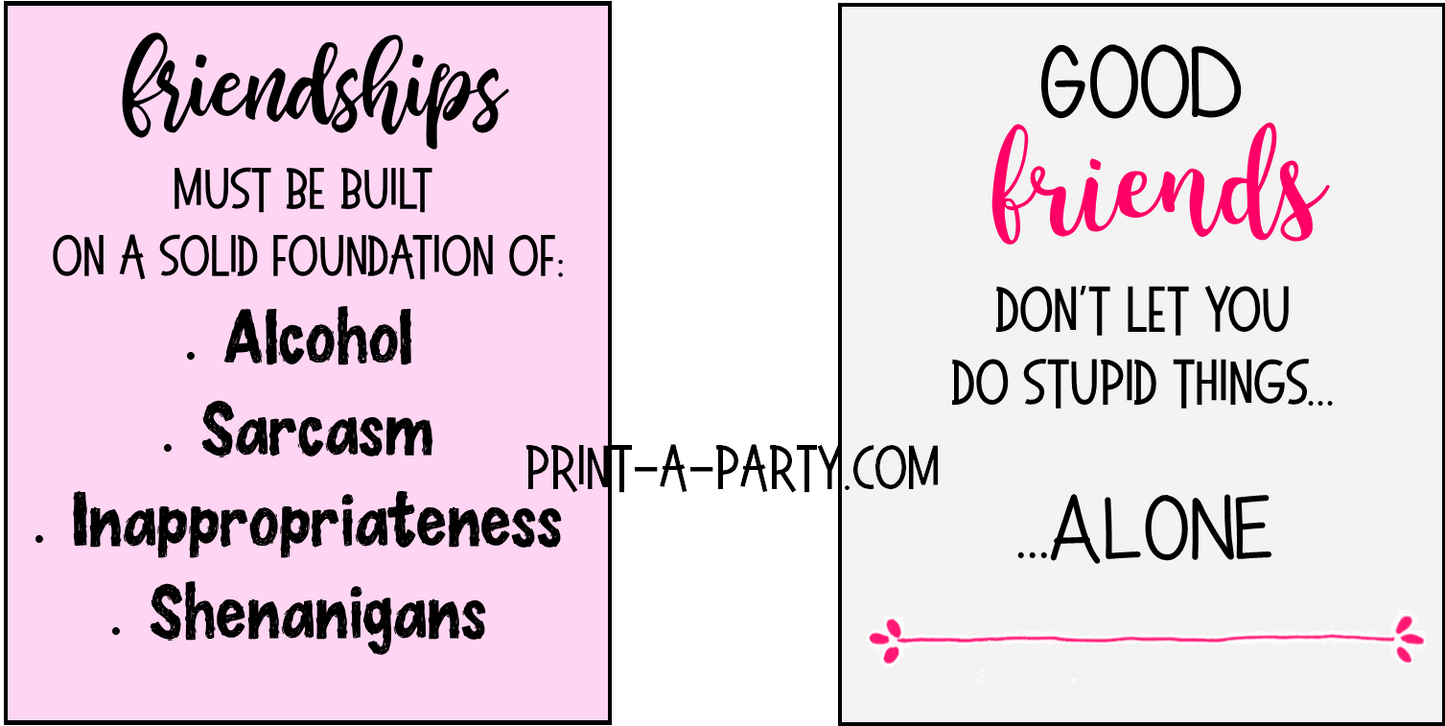 WINE LABELS: Friends | Girlfriends | Girl's Night Out | Bachelorette Party | Sarcastic Funny (6) - INSTANT DOWNLOAD - Use again and again!