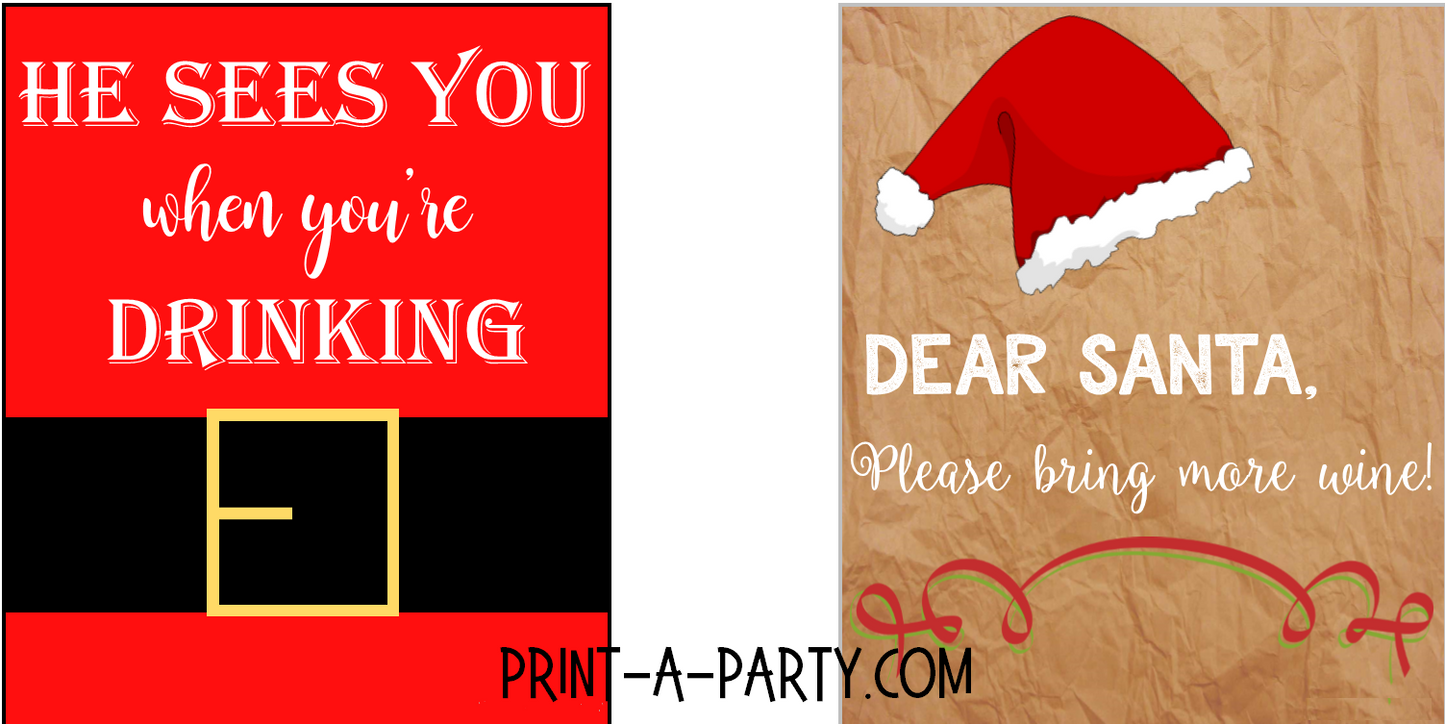 WINE LABELS: Christmas Sarcastic Holiday for Wine Gifts, Wine Baskets - INSTANT DOWNLOAD