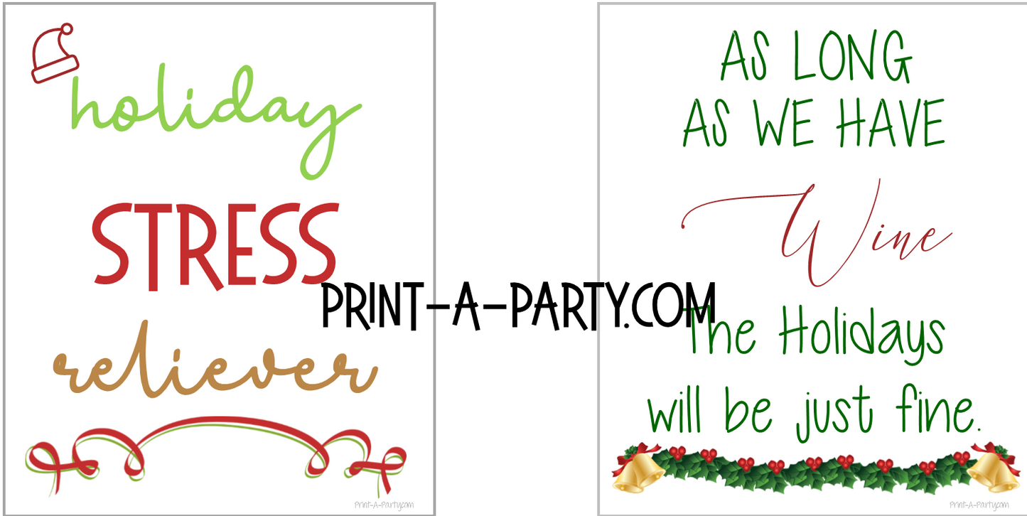 WINE LABELS: Christmas Sarcastic Holiday - Gifts, Wine Baskets - INSTANT DOWNLOAD