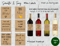 WINE LABELS: Friends | Girlfriends | Girls Night Out | Bachelorette Party | Sarcastic Funny (6)  Labels - INSTANT DOWNLOAD - Use again and again!