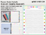 To Do List Printable | COLORFUL POLKA DOTS THEME | Planner & Binder Sizes | To Do List | Classic Happy Planner | Home Management Organization Binder | Planner Printable