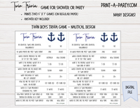 TWIN TRIVIA Game | TWIN BOYS | Baby Shower or Party - INSTANT DOWNLOAD