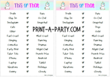 THIS OR THAT GAME | Birthday Games | Birthday Activities | INSTANT DOWNLOAD - Great for tweens and teens!