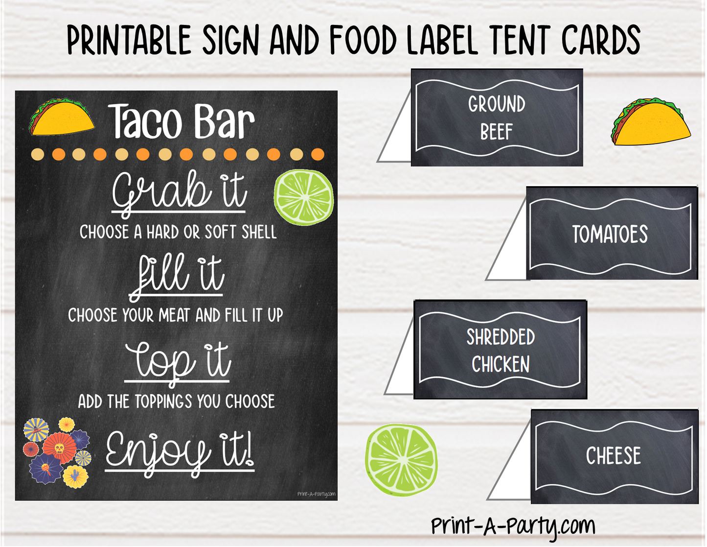 TACO BAR | TACO STATION Setup - CHALKBOARD | Make your own Tacos Sign | Taco Bar Station | DIY Taco Bar | Food Station for Party | Food Bar for Party | 4th of July | Summer Parties | Backyard Parties | Weddings | Showers