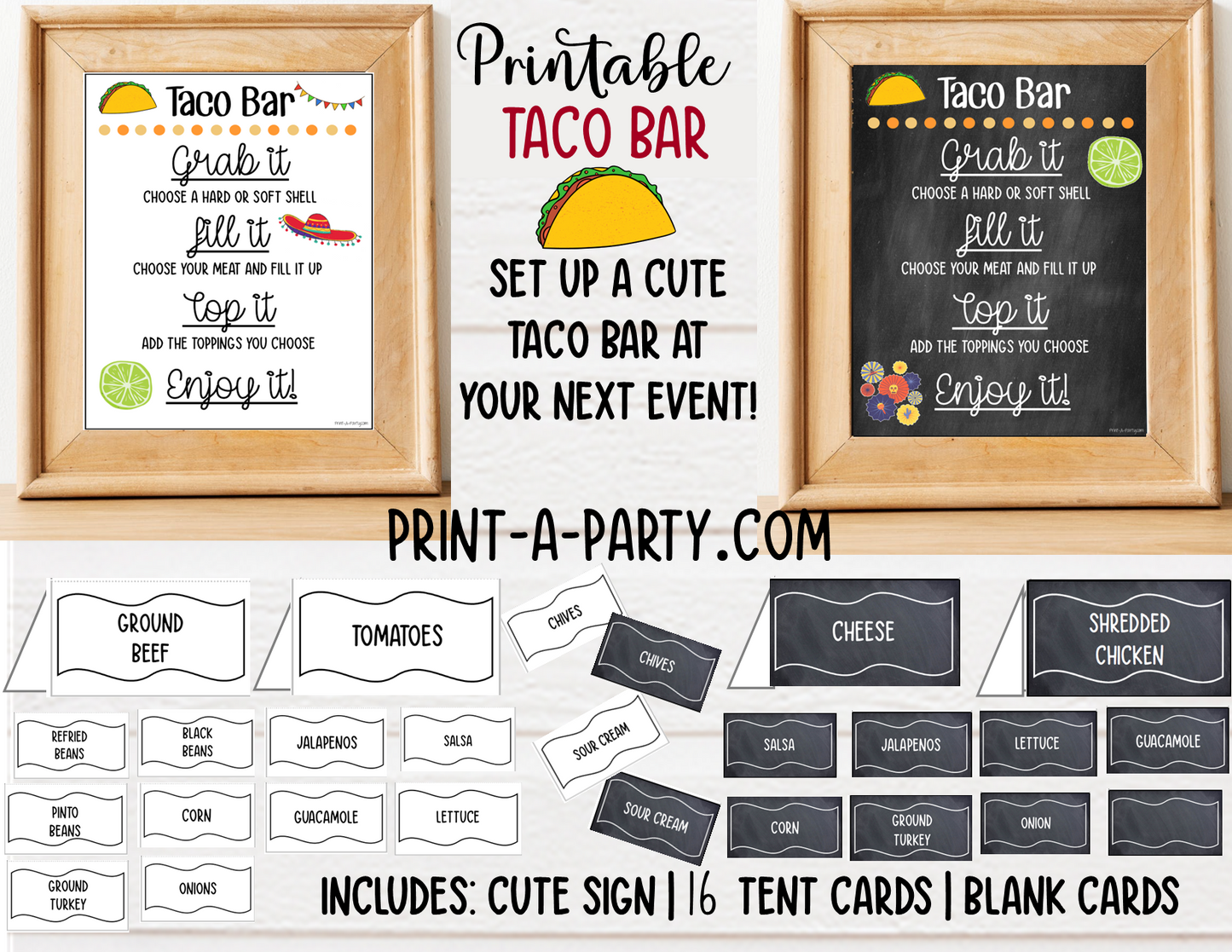 Printable TACO BAR Setup in CHALKBOARD | Make your own Tacos Sign | Taco Bar Station | DIY Taco Bar | Food Station for Party | Food Bar for Party | 4th printable-taco-bar-setup-in-chalkboard-make-your-own-tacos-sign-taco-bar-station-diy-taco-bar-food-station-for-party-food-bar-for-party-4th