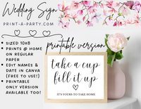 TAKE A CUP SIGN EDITABLE & PRINTABLE | Wedding Sign | Coffee Bar | Wedding Table Sign | INSTANT DOWNLOAD