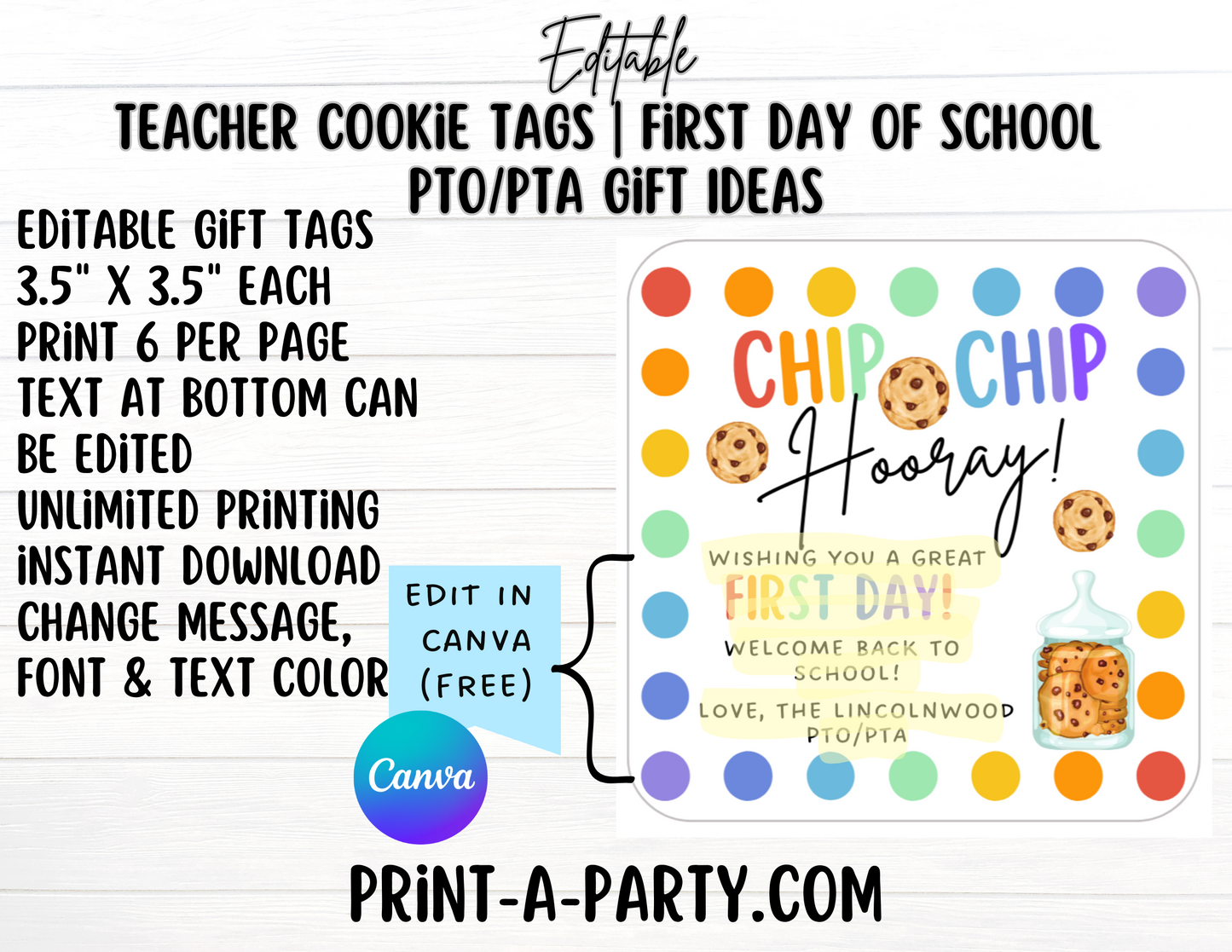 GIFT TAGS | Teacher Cookie Tags | First Days of School | Teacher Appreciation | Cookie Gift