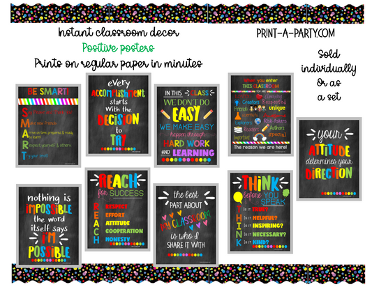 CLASSROOM DECOR | Chalkboard Quote Posters | Positive Student Quotes | Calm Classroom | Positive Classroom | Student Motivation