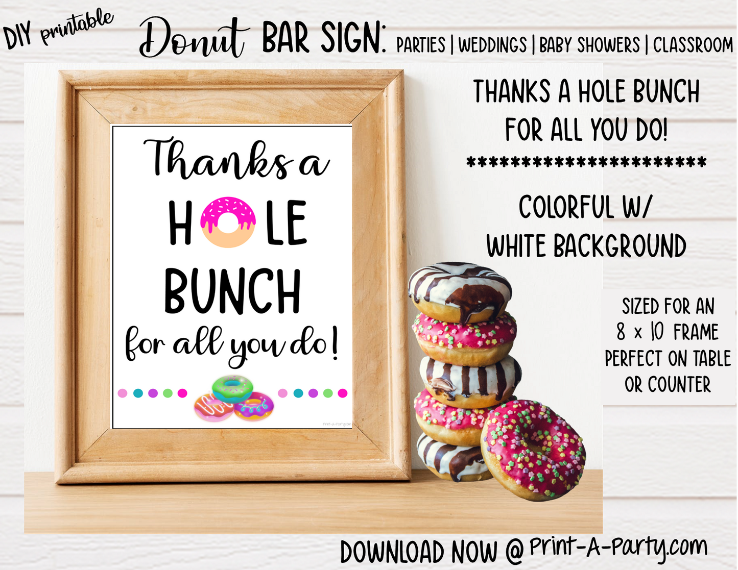 DONUT BAR | DONUT STATION SETUP | Party | Dinner Party | Holiday | Brunch | Bridal Shower | Wedding Lunch | Baby Shower | Teacher Appreciation | Classroom Party | Co-worker appreciation | INSTANT DOWNLOAD