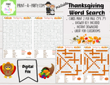 WORD SEARCH: Thanksgiving | Printable Game | Holiday Game | Thanksgiving Activity | Classrooms | Parties
