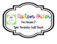 CUSTOM ORDER REQUEST: Tombola Call Sheet