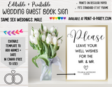 Same Sex Weddings: WEDDING GUEST BOOK SIGN EDITABLE & PRINTABLE | Guest Book Sign | Wedding Sign | Wedding Table Sign | Same Sex Weddings | Printable
