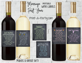 WINE LABELS: Wedding | 1st Year of Marriage (6) - INSTANT DOWNLOAD - Great gift basket or shower idea!