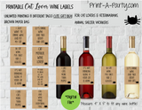 WINE LABELS: Animals | Cat Lovers Wine (8) | Cat Lovers | Veterinarians | Animal Shelter Workers | Albash Party | Pet Adoption Party - INSTANT DOWNLOAD