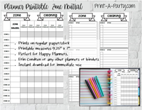 Cleaning: Zone Cleaning Checklist Page | Planner Weekly Checklist | Classic Happy Planner | Planner Printable