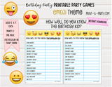 GAME BUNDLE: Birthday Party Game Bundle | Emoji Theme | Emoji Party | Party Games |  INSTANT DOWNLOAD |