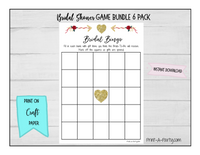 GAME BUNDLE: Bridal Shower Game Bundle 6 Pack | Golden Arrow Theme | INSTANT DOWNLOAD