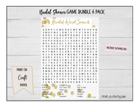 GAME BUNDLE: Bridal Shower Game Bundle 6 Pack | Gold Bridal Wedding Shower Theme | INSTANT DOWNLOAD