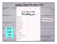 GAME BUNDLE: Birthday Party Game Bundle | Pink Hearts Theme | Pink Hearts Party | Hearts | INSTANT DOWNLOAD |