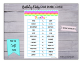 GAME BUNDLE: Birthday Party Game Bundle | Rainbow Chevron Theme | Rainbow Party | Rainbow | INSTANT DOWNLOAD |