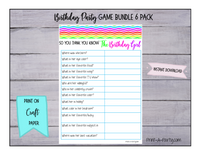 GAME BUNDLE: Birthday Party Game Bundle | Rainbow Chevron Theme | Rainbow Party | Rainbow | INSTANT DOWNLOAD |