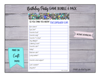 GAME BUNDLE: Birthday Party Game Bundle | Silver Glitter Theme | Glitter Party | Silver Party | INSTANT DOWNLOAD |