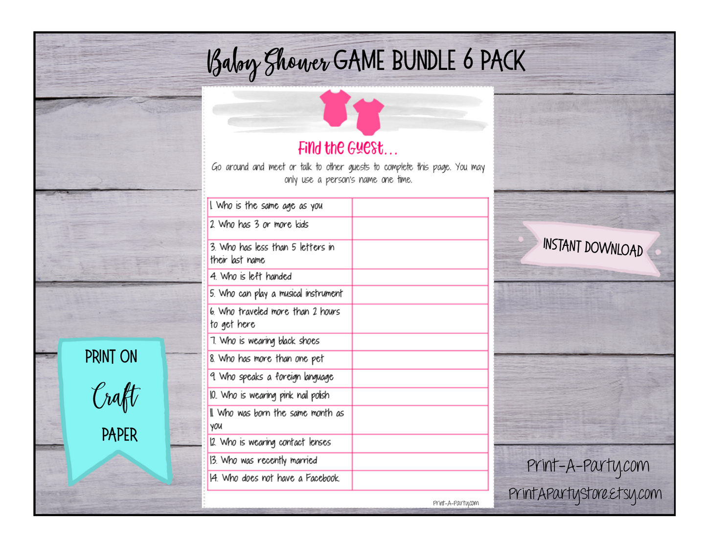 GAMES for Baby Shower | Twin Girls Baby Shower Theme | Baby Shower Games | INSTANT DOWNLOAD