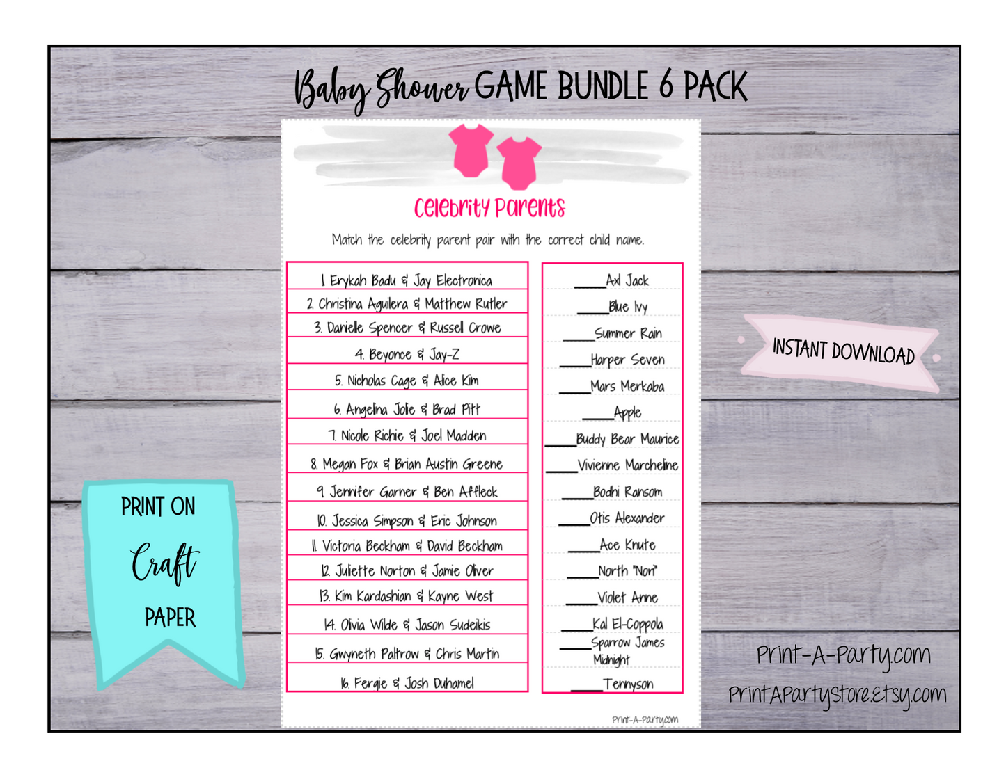 GAMES for Baby Shower | Twin Girls Baby Shower Theme | Baby Shower Games | INSTANT DOWNLOAD