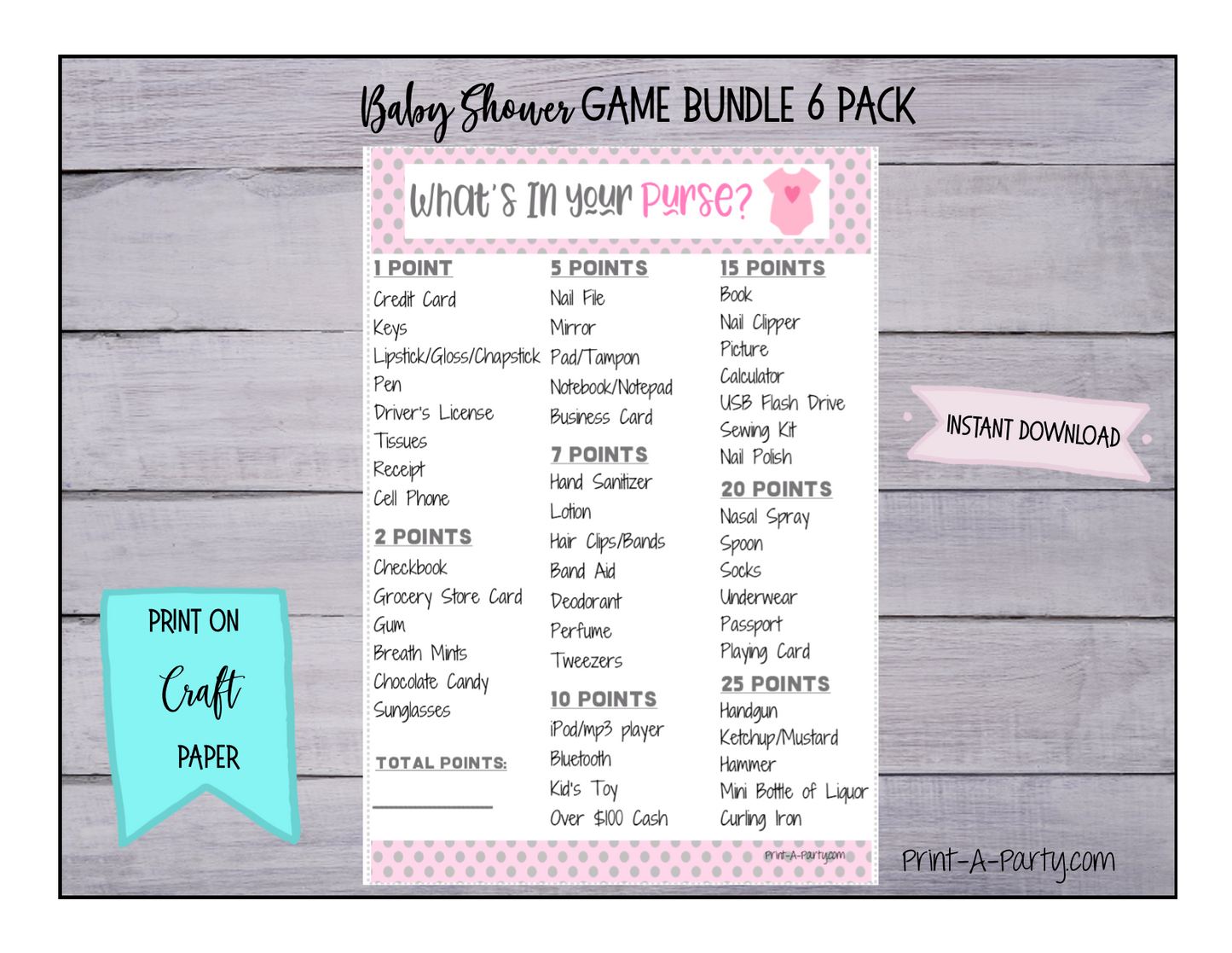 GAMES for Baby Shower | Pink & Gray Baby Shower Theme | Baby Shower Games | INSTANT DOWNLOAD