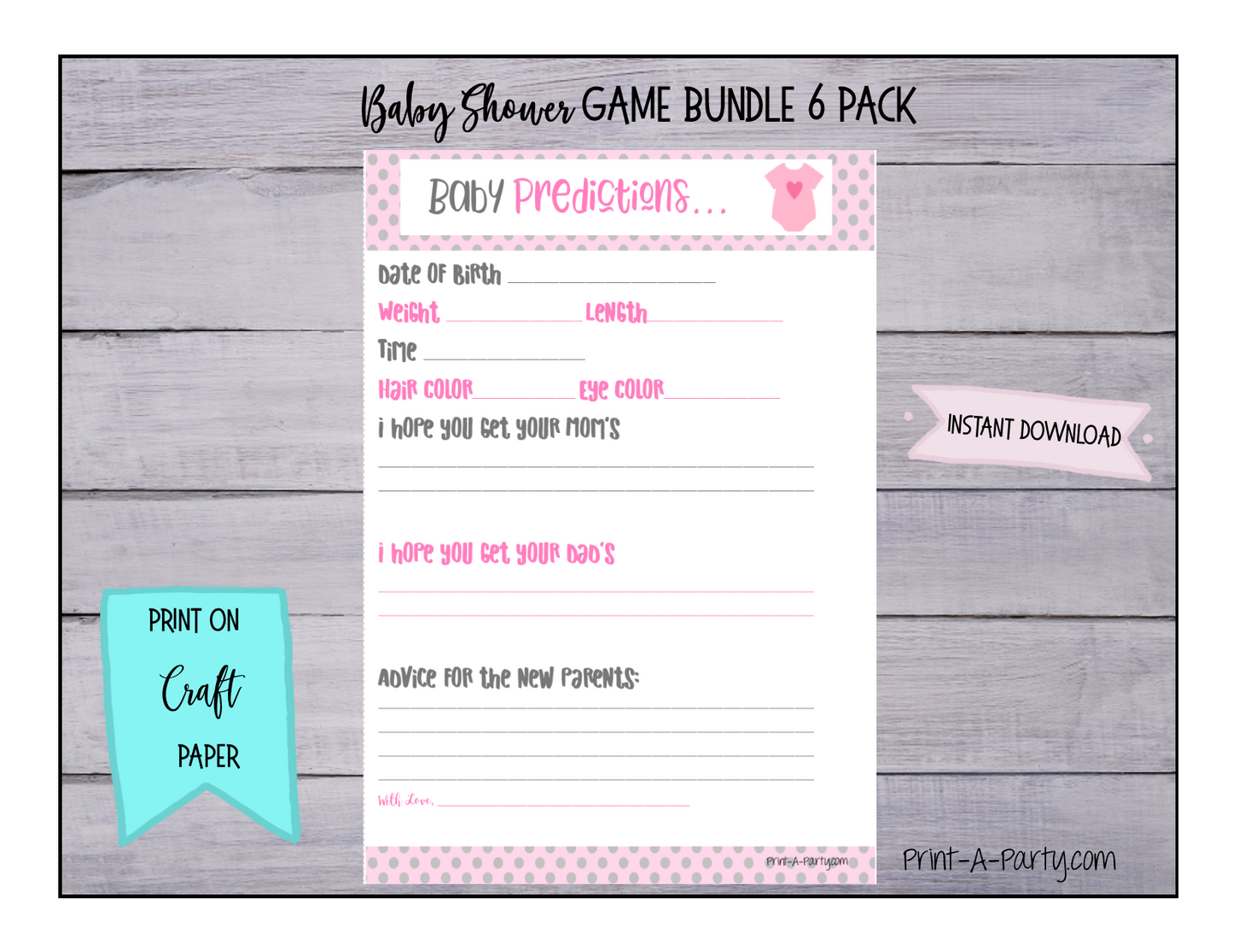 GAMES for Baby Shower | Pink & Gray Baby Shower Theme | Baby Shower Games | INSTANT DOWNLOAD