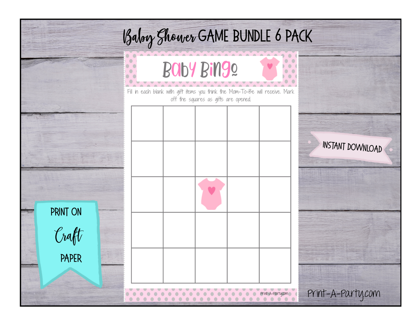 GAMES for Baby Shower | Pink & Gray Baby Shower Theme | Baby Shower Games | INSTANT DOWNLOAD