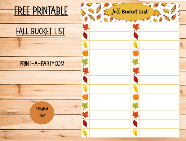 Fall Bucket List - FREE INSTANT DOWNLOAD