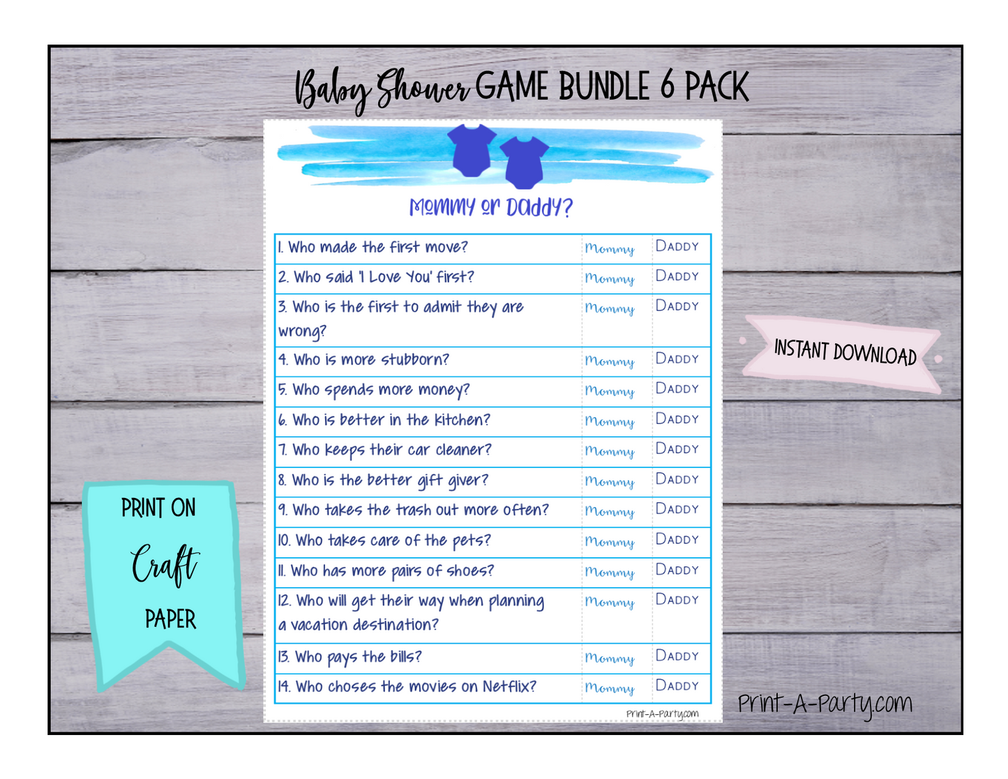 GAMES for Baby Shower | Twin Boys Baby Shower Theme | Baby Shower Games | INSTANT DOWNLOAD