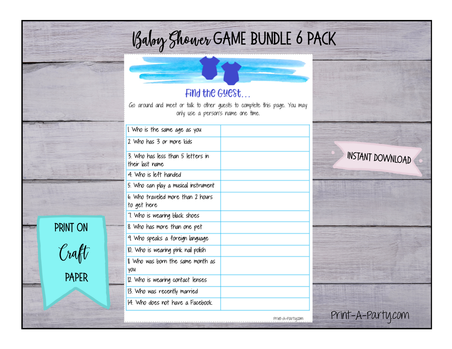 GAMES for Baby Shower | Twin Boys Baby Shower Theme | Baby Shower Games | INSTANT DOWNLOAD