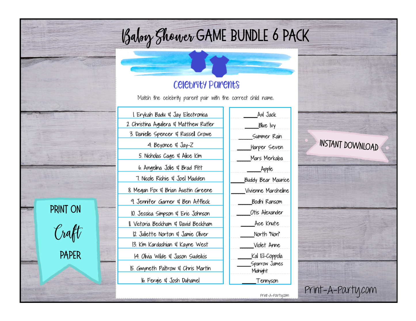 GAMES for Baby Shower | Twin Boys Baby Shower Theme | Baby Shower Games | INSTANT DOWNLOAD