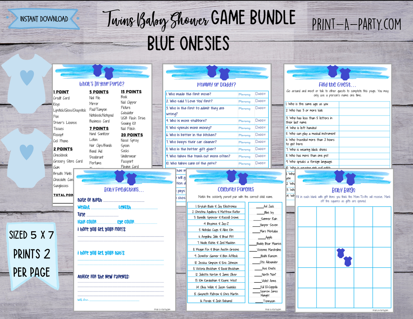 GAMES for Baby Shower | Twin Boys Baby Shower Theme | Baby Shower Games | INSTANT DOWNLOAD